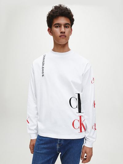 Calvin Klein Ruhák HU241842 | Calvin Klein Eco Series Cotton Férfi Hosszú Ujjú Póló Világos Fehér